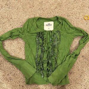 Embellished Green Hollister cotton blend cardigan